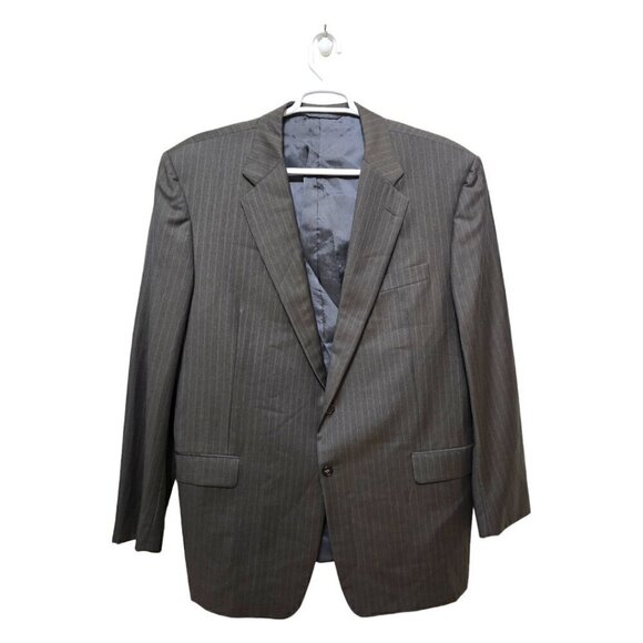 Hickey Freeman Vintage Gray Pinstripe Boardroom Single Breasted Blazer Sz 48L - Picture 1 of 11